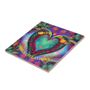 GEFELICITEERD BRUID EN BRUIDEGOM TEGELTJE