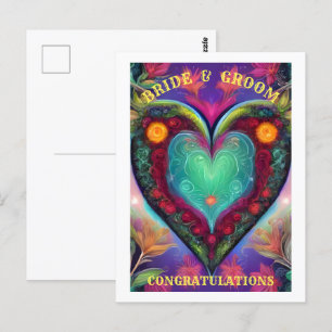 GEFELICITEERD BRUID EN BRUIGOM   BRIEFKAART