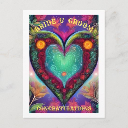 GEFELICITEERD BRUID EN BRUIGOM BRIEFKAART (Voorkant)