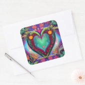 GEFELICITEERD BRUID EN BRUIGOM VIERKANTE STICKER (Envelop)