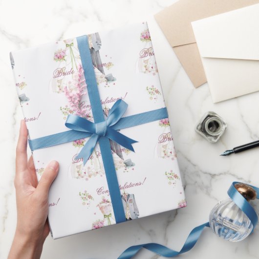 Gefeliciteerd! Bruidsjurk bruid & bruidegom Cadeaupapier (Geschenken)