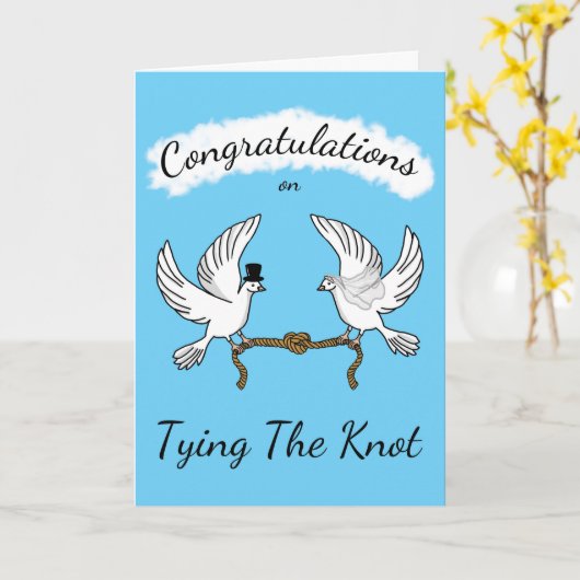 Gefeliciteerd bruiloft Kaart Duiven binden van de  (Gele Bloem)