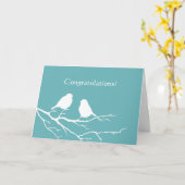 Gefeliciteerd bruiloft Schattigee mus vogel blauw Kaart (Gele Bloem)