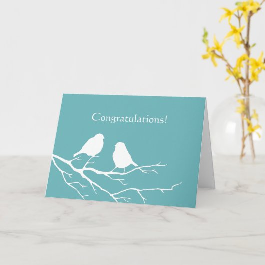 Gefeliciteerd bruiloft Schattigee mus vogel blauw Kaart (Gele Bloem)