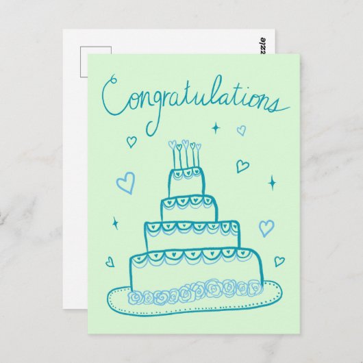 Gefeliciteerd Bruiloft Verloving Schets Doodle Briefkaart (Voorkant / Achterkant)