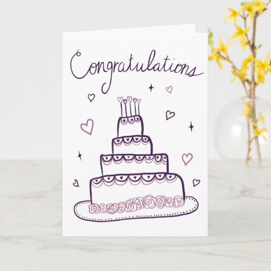 Gefeliciteerd Bruiloft Verloving Schets Doodle Kaart (Gele Bloem)