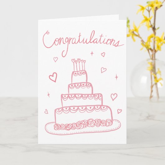 Gefeliciteerd Bruiloft Verloving Schets Doodle Kaart (Gele Bloem)