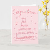 Gefeliciteerd Bruiloft Verloving Schets Doodle Kaart (Gele Bloem)