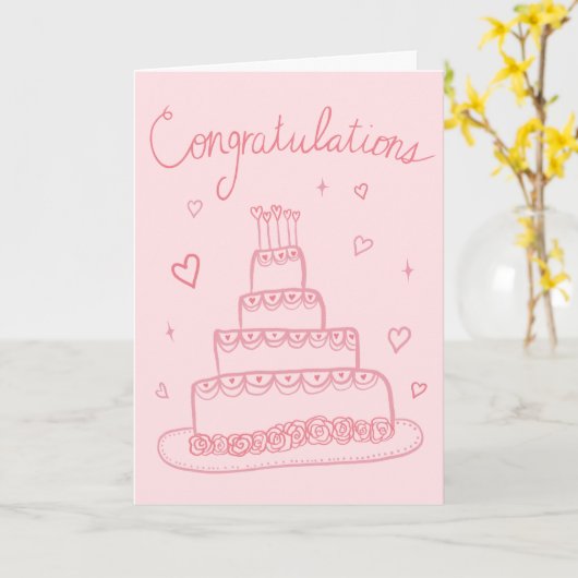 Gefeliciteerd Bruiloft Verloving Schets Doodle Kaart (Gele Bloem)