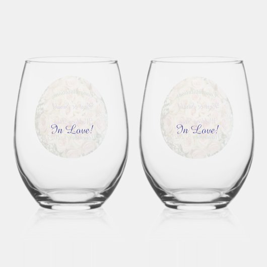 Gefeliciteerd, bruiloft, wijnglas set. wijnglas zonder voet (Achterkant)