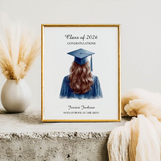 Gefeliciteerd Bruine Vrouwelijke Afgestudeerde Jaa Poster
