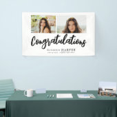 Gefeliciteerd Brush Script 2 Foto Afstuderen Spandoek (Beurs)