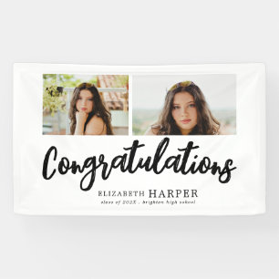 Gefeliciteerd Brush Script 2 Foto Afstuderen Spandoek