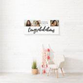 Gefeliciteerd Brush Script 3 Foto Afstuderen Spandoek (Insitu)