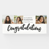 Gefeliciteerd Brush Script  3 Foto Afstuderen Spandoek (Horizontaal)