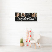Gefeliciteerd Brush Script  3 Foto Afstuderen Spandoek (Insitu)