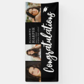 Gefeliciteerd Brush Script  3 Foto Afstuderen Spandoek (Verticaal)