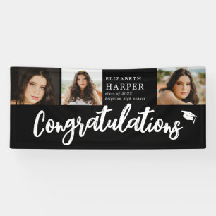 Gefeliciteerd Brush Script 3 Foto Afstuderen Spandoek