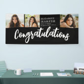 Gefeliciteerd Brush Script  3 Foto Afstuderen Spandoek (Beurs)