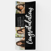Gefeliciteerd Brush Script  3 Foto Afstuderen Spandoek (Verticaal)