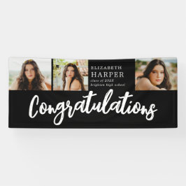 Gefeliciteerd Brush Script 3 Foto Afstuderen Spandoek
