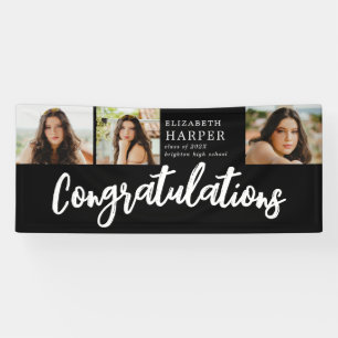 Gefeliciteerd Brush Script 3 Foto Afstuderen Spandoek