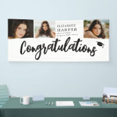 Gefeliciteerd Brush Script  3 Foto Afstuderen Spandoek (Beurs)
