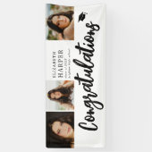 Gefeliciteerd Brush Script  3 Foto Afstuderen Spandoek (Verticaal)