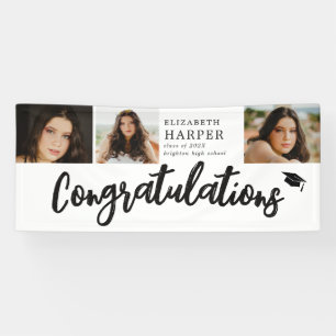 Gefeliciteerd Brush Script 3 Foto Afstuderen Spandoek