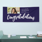 Gefeliciteerd Brush Script Foto Afstuderen Spandoek (Beurs)