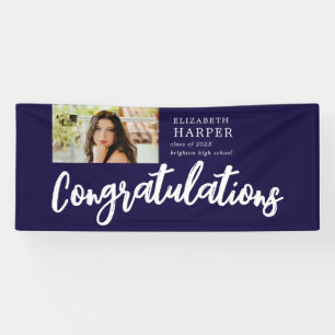 Gefeliciteerd Brush Script Foto Afstuderen Spandoek