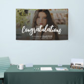Gefeliciteerd Brush Script Foto Afstuderen Spandoek (Beurs)