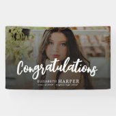 Gefeliciteerd Brush Script Foto Afstuderen Spandoek (Horizontaal)