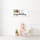 Gefeliciteerd Brush Script  Foto Afstuderen Spandoek (Insitu)