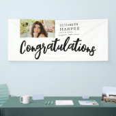 Gefeliciteerd Brush Script  Foto Afstuderen Spandoek (Beurs)