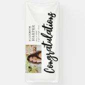 Gefeliciteerd Brush Script  Foto Afstuderen Spandoek (Verticaal)