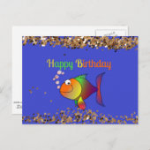 Gefeliciteerd, Bubbles de Vis met Stof Goud Briefkaart (Voorkant / Achterkant)