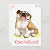 Gefeliciteerd Bulldog puppy hond Briefkaart (Voorkant / Achterkant)