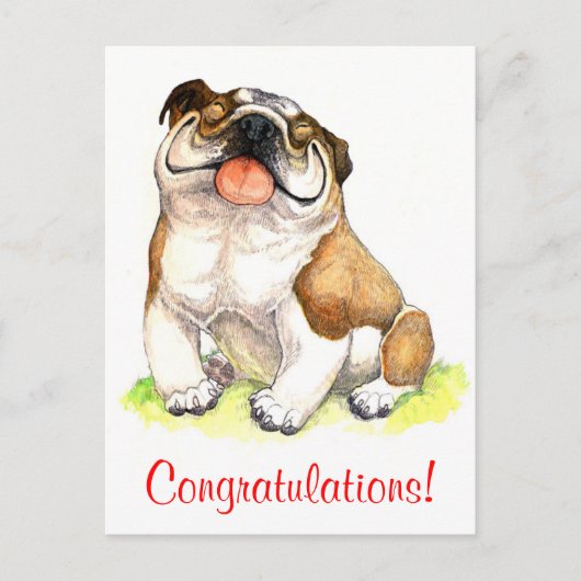 Gefeliciteerd Bulldog puppy hond Briefkaart (Voorkant)