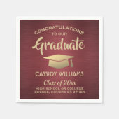 Gefeliciteerd Burgundy Red Gold Graduation Party Servet (Voorkant)