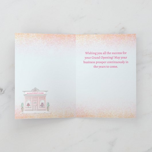 Gefeliciteerd Business Grand Opening Roze Kaart (Binnen)