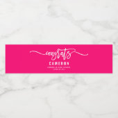 Gefeliciteerd Calligrafie Hot-Roze Afstuderen Waterfles Etiket (Enkel label)
