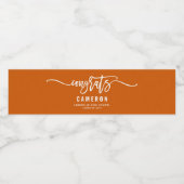 Gefeliciteerd Calligrafie Oranje Afstuderen Waterfles Etiket (Enkel label)