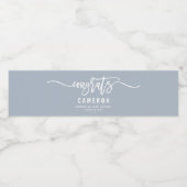 Gefeliciteerd Calligraphy Dusty Blue Afstuderen Waterfles Etiket (Enkel label)