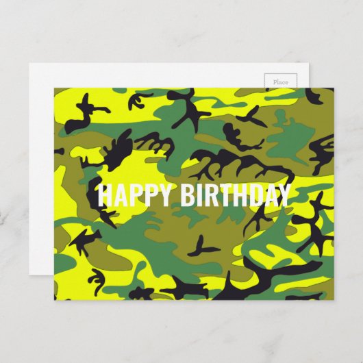 Gefeliciteerd Camouflage Geel Groen Abstract Briefkaart (Voorkant / Achterkant)