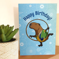Gefeliciteerd! Capybara Gymnast Met Hoepel Cartoon