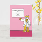 Gefeliciteerd, Cartoon Cat. Kaart (Gele Bloem)