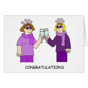 Gefeliciteerd Cartoon Dames in het Paars