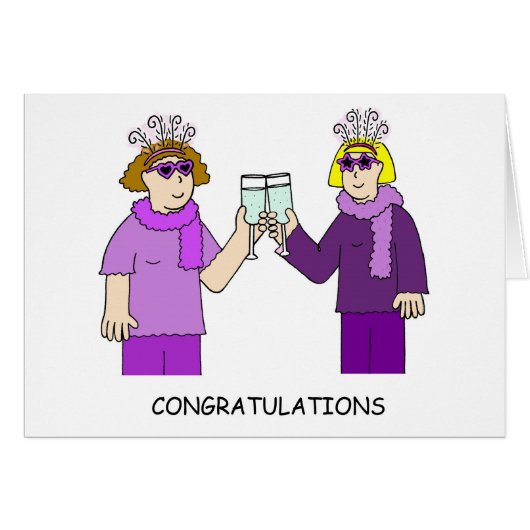 Gefeliciteerd Cartoon Dames in het Paars (Voorkant Horizontaal)
