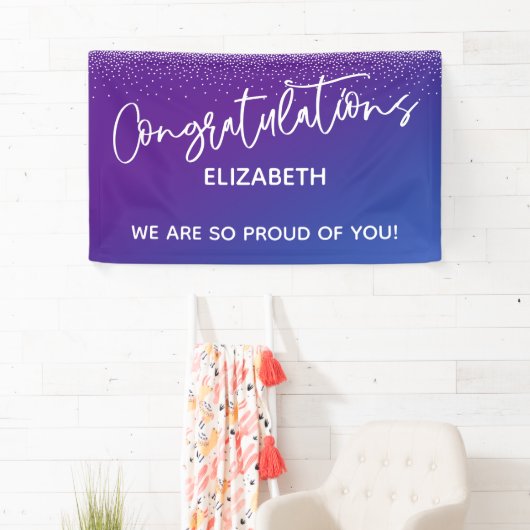 Gefeliciteerd Casual Blauw & Paarse Ombre Spandoek (Insitu)